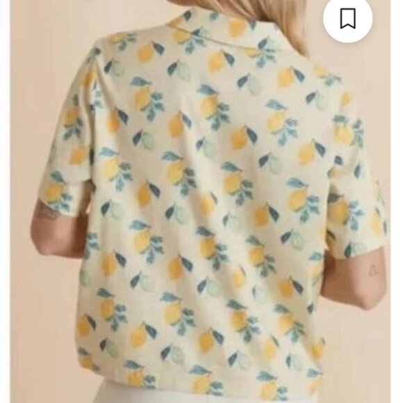 Marine Layer Light Yellow Lemon Print Short Sleeve Lucy Resort Shirt Size Small - Picture 2 of 5